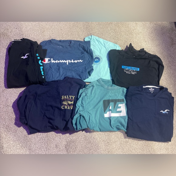 mens bundle shirt bundle! great value! hollister, american eagle, champion - Picture 1 of 15